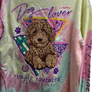 Simply Southern Pastel Tie Dye Dog Lover Long Sleeve T Shirt